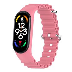 Per Xiaomi Mi Band 7/6/5/4/3 cinturino traspirante in silicone marino tinta unita (rosa)