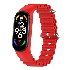 Per Xiaomi Mi Band 7/6/5/4/3 cinturino traspirante in silicone marino tinta unita (rosso)