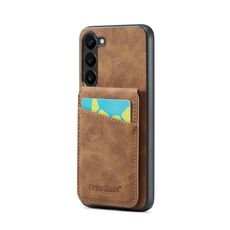 Per Samsung Galaxy S23+ 5G Fierre Shann Crazy Horse Portacarte Cover posteriore Custodia per cellulare in PU (marrone)