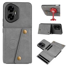 Custodia magnetica per telefono con doppia fibbia e slot per schede per Honor 300 (grigio)