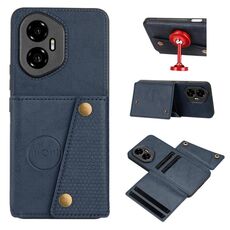 Custodia magnetica per telefono con doppia fibbia e slot per schede per Honor 300 (blu)