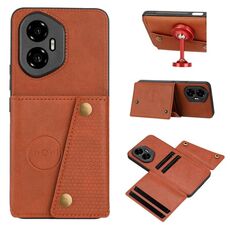 Custodia magnetica per telefono con doppia fibbia e slot per schede per Honor 300 (marrone)