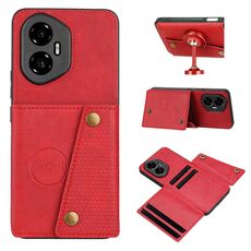 Custodia magnetica per telefono con doppia fibbia e slot per schede per Honor 300 (rosso)