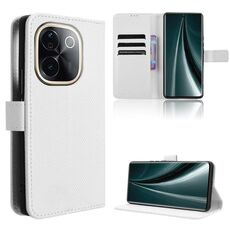 Per vivo T3 Pro 5G / iQOO Z9S Pro 5G Custodia in pelle con texture a diamante (bianca)