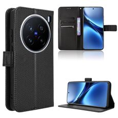 Per vivo X200 Pro 5G Custodia in pelle con texture a diamante (nero)