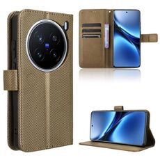 Per vivo X200 Pro 5G Custodia in pelle con texture a diamante (marrone)