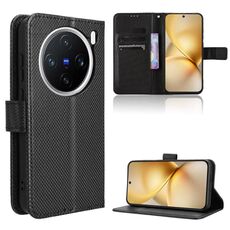 Per vivo X200 Pro mini 5G Custodia in pelle con texture a diamante (nero)