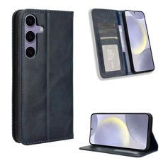 Per Samsung Galaxy S24 FE 5G Custodia per telefono in pelle con fibbia magnetica e texture retrò (blu)