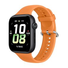 Per Honor Watch 5 cinturino in silicone morbido con fibbia argentata tinta unita (arancione)