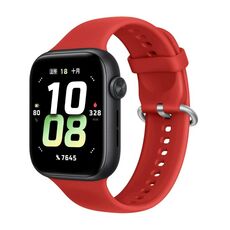 Per Honor Watch 5 cinturino in silicone morbido con fibbia argentata tinta unita (rosso)