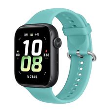 Per Honor Watch 5 cinturino in silicone morbido con fibbia argentata tinta unita (verde acqua)