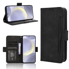 Per Samsung Galaxy S24 FE 5G Custodia in pelle con texture in vitello e slot per schede (nero)