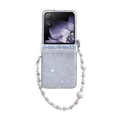 Per Xiaomi Mix Flip Custodia per telefono con texture a conchiglia perlescente in tre parti con braccialetto (bianco)