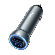 Caricabatteria da auto a doppia porta USB-A Hoco Z54 Prosperous (grigio)