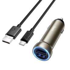 hoco Z54 Prosperous USB-A Caricabatteria da auto a doppia porta con cavo USB a tipo C (oro)