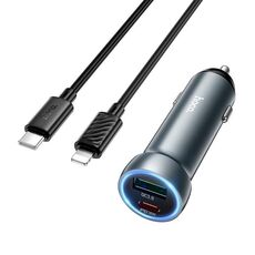 hoco Z54A Prosperous PD30W e set di caricabatteria per auto a doppia porta QC3.0 con cavo da tipo C a 8 pin (grigio)