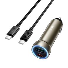 hoco Z54A Prosperous PD30W e set di caricabatteria per auto a doppia porta QC3.0 con cavo da tipo C a tipo C (oro)