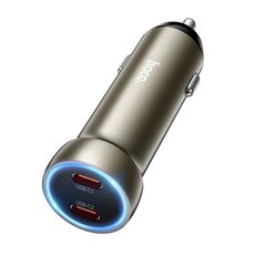 Caricabatteria da auto a doppia porta USB-C / Type-C hoco Z54B Prosperous PD60W (oro)