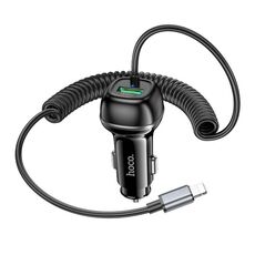 Caricabatterie per auto Hoco Z58B Rank PD30W e QC3.0 con cavo a molla a 8 pin (nero)