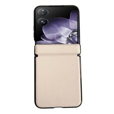 Per Xiaomi Mix Flip Custodia per telefono con struttura in pelle tinta unita con asse magnetico integrato (beige)