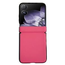 Per Xiaomi Mix Flip Custodia per telefono con struttura in pelle tinta unita con asse magnetico integrato (rosso rosa)