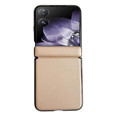 Per Xiaomi Mix Flip Custodia per telefono con struttura in pelle tinta unita con asse magnetico integrato (oro)
