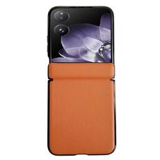 Per Xiaomi Mix Flip Custodia per telefono con texture in pelle tinta unita con asse magnetico integrato (arancione)