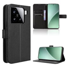 Per Xiaomi 15 Pro Custodia in pelle con texture a diamante (nero)