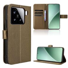 Per Xiaomi 15 Custodia in pelle con texture a diamante (marrone)