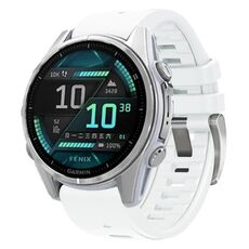 Per Garmin Fenix ​​8 AMOLED 43mm Cinturino in silicone con fibbia in acciaio argentato e sgancio rapido (bianco)