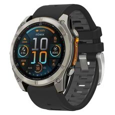 Per Garmin Fenix ​​8 AMOLED 43mm Cinturino in silicone con fibbia in acciaio argentato e sgancio rapido (nero grigio)