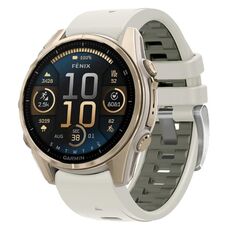 Per Garmin Fenix ​​8 AMOLED 43mm Cinturino in silicone con fibbia in acciaio argentato e sgancio rapido (grigio sabbia)