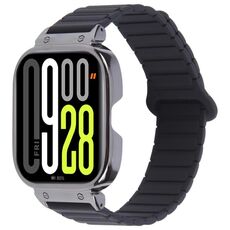 Per Redmi Watch 5 / Watch 4 Cinturino in silicone magnetico a forma di I con cornice nera in metallo (nero)