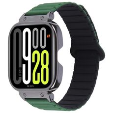 Per Redmi Watch 5 / Watch 4 Cinturino in silicone magnetico a forma di I con cornice nera in metallo integrato (nero verde acqua scuro)