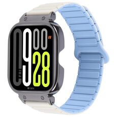 Per Redmi Watch 5 / Watch 4 Cinturino in silicone magnetico a forma di I con cornice nera in metallo integrato (bianco blu)