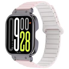 Per Redmi Watch 5 / Watch 4 Cinturino in silicone magnetico a forma di I con cornice nera in metallo integrato (Pink Starlight)