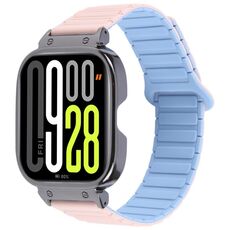 Per Redmi Watch 5 / Watch 4 Cinturino in silicone magnetico a forma di I con cornice nera in metallo (rosa blu)