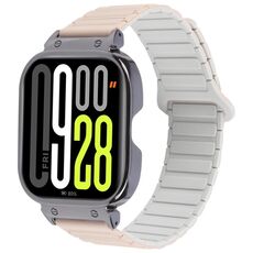 Per Redmi Watch 5 / Watch 4 Cinturino in silicone magnetico a forma di I con cornice nera in metallo integrato (bianco latte e tè)