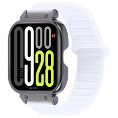 Per Redmi Watch 5 / Watch 4 Cinturino in silicone magnetico a forma di I con cornice nera in metallo integrato (ceramica bianca)