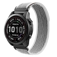 Per Garmin 22mm Loop Nylon Hook and Loop Fastener Quick Release Watch Band (Grigio Bianco)