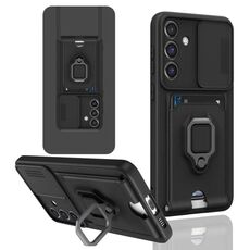 Per Samsung Galaxy S24 FE 5G Custodia per telefono in silicone con supporto magnetico scorrevole Camshield (nero)