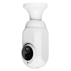 Telecamera di sorveglianza WiFi tipo lampadina 1080P con supporto per visione notturna, citofono bidirezionale e rilevamento del movimento (bianco)