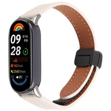 Per Xiaomi Smart Band 9/8 Cinturino pieghevole in pelle microfibra con fibbia magnetica (albicocca)