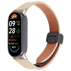 Per Xiaomi Smart Band 9/8 Cinturino per orologio in microfibra con fibbia magnetica pieghevole (albicocca crema)