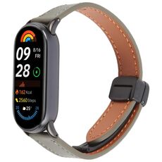 Per Xiaomi Smart Band 9/8 Cinturino per orologio in microfibra con fibbia magnetica pieghevole (verde avocado)
