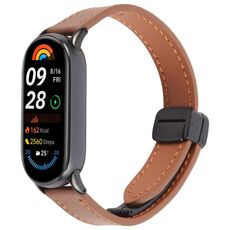 Per Xiaomi Smart Band 9/8 Cinturino per orologio in microfibra con fibbia magnetica pieghevole (caramello macchiato)