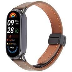 Per Xiaomi Smart Band 9/8 Cinturino per orologio in microfibra con fibbia magnetica pieghevole (marrone moka)