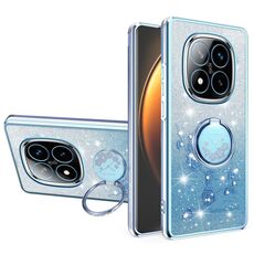 Per Xiaomi Redmi Note 14 Pro+ 5G Gradient Glitter Immortal Flower Ring Custodia per telefono tutto compreso (blu)