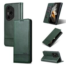 Custodia per telefono in pelle con texture di vitello magnetica per Honor 300 Pro AZNS (verde scuro)