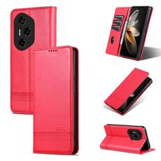 Custodia per telefono in pelle con texture di vitello magnetica per Honor 300 Pro AZNS (rosso)